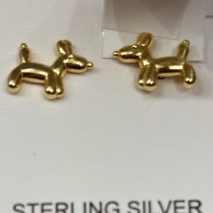 NIB Rachel Zoe Gold Balloon Dog Earrings